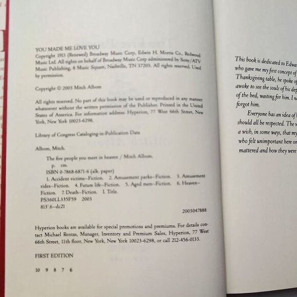 The Five People You Meet In Heaven Hardcover Book Mitch Albom - Picture 4 of 5